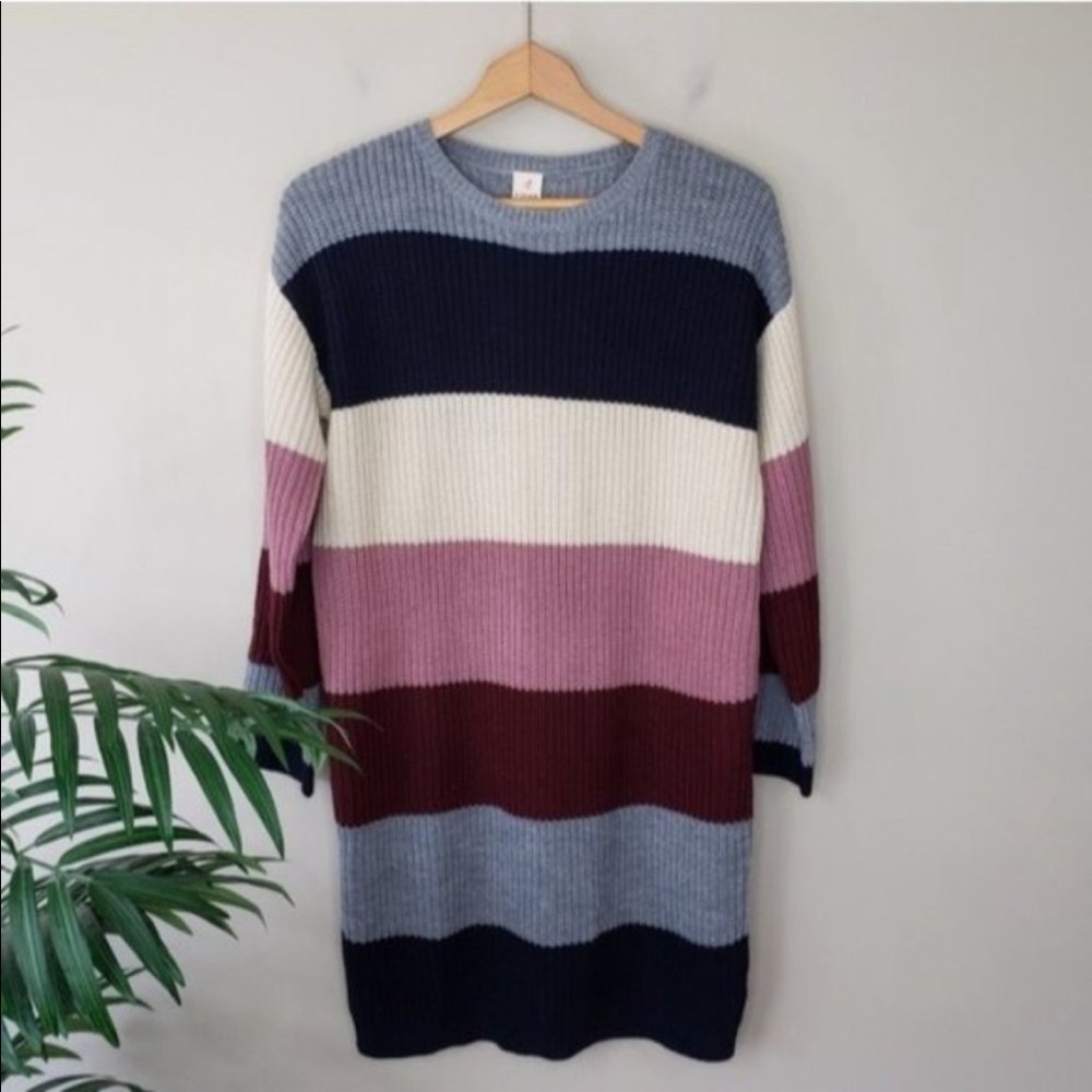 NWT IJOAH | Striped Ribbed Sweater Dress